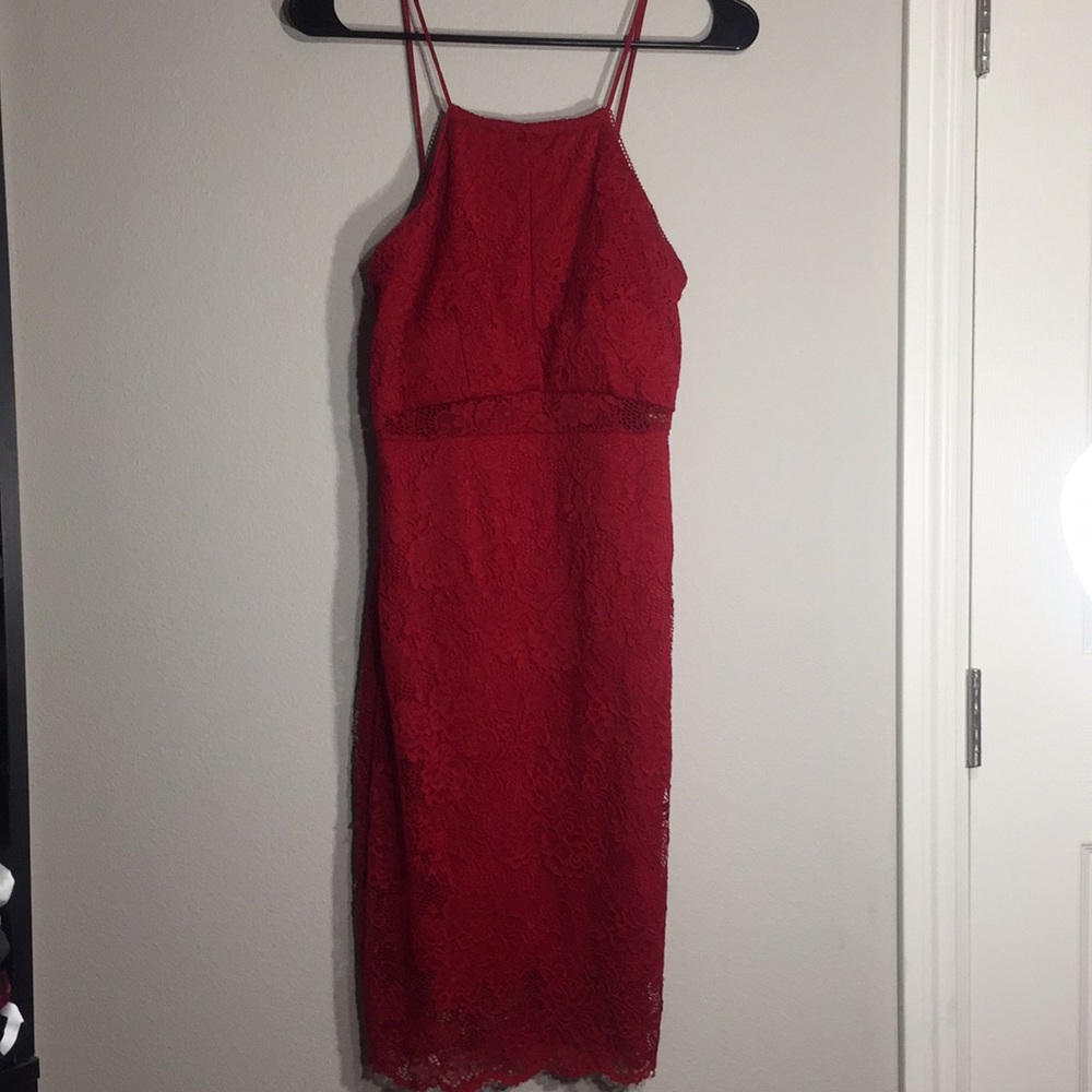 Red lace dress